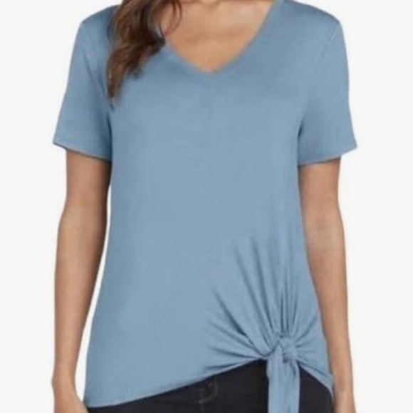 Matty M V-Neck Side Tie Soft Stretch Tee- NWT - Picture 1 of 7